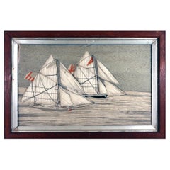 Antique Sailor's Woolie with American & British Yachts Racing in an America’s Cup Race