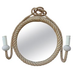 Rare Rope Mirror Sconce Audoux Minet, circa 1960