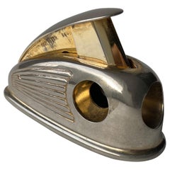 Vintage Lord Cigar Cutter, Germany, Art Deco Streamline, Chrome and Gold Wash