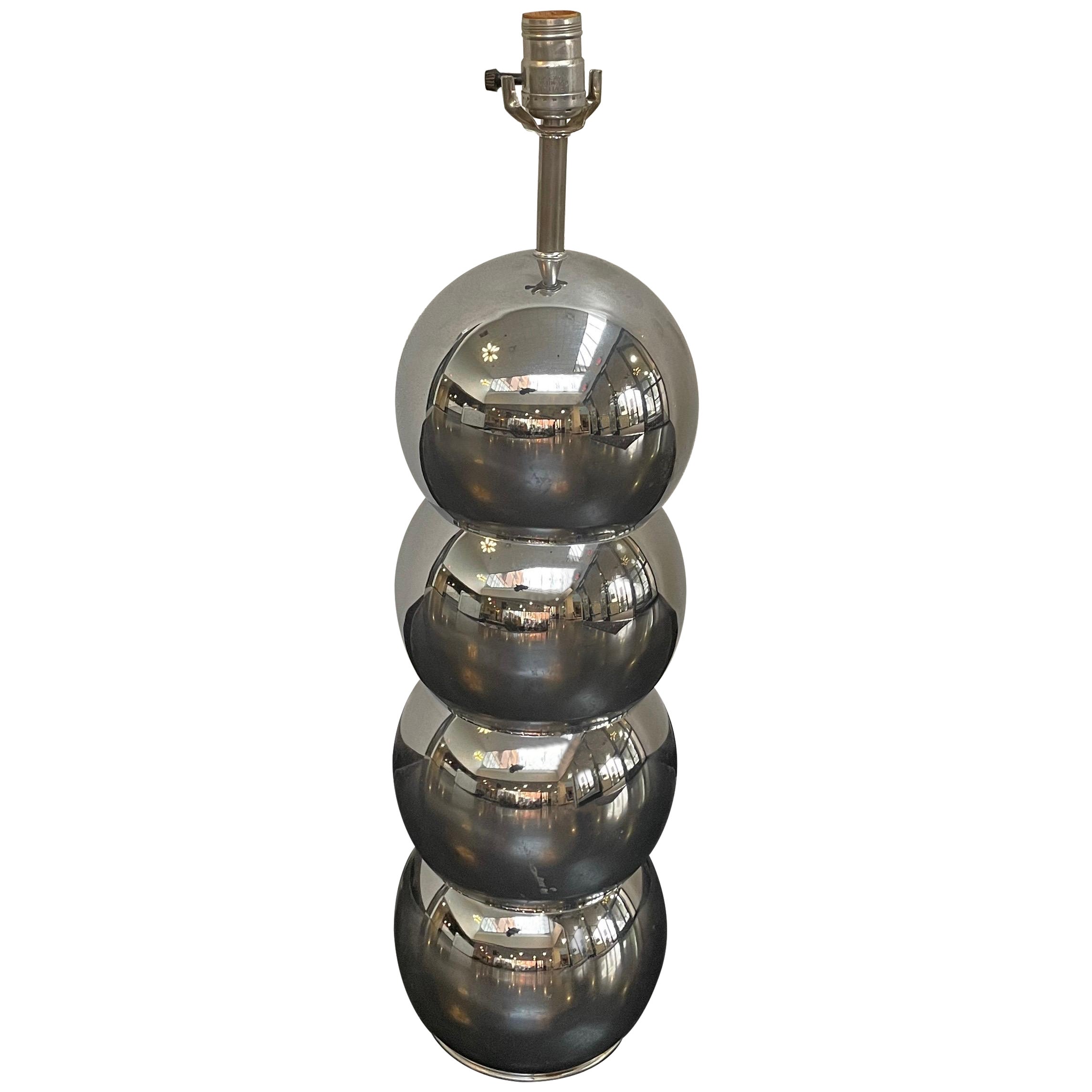 Chrome Stacked Ball Lamp by George Kovacs