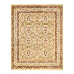 One-of-a-kind Hand Made Traditional Mogul Ivory Area Rug