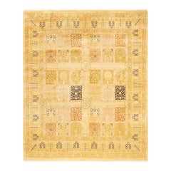 One-of-a-Kind Hand Made Traditional Mogul Ivory Area Rug