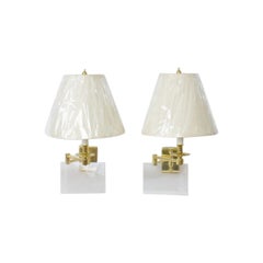 Late 20th Century Hinson Brass Swivel Arm Sconce, a Pair