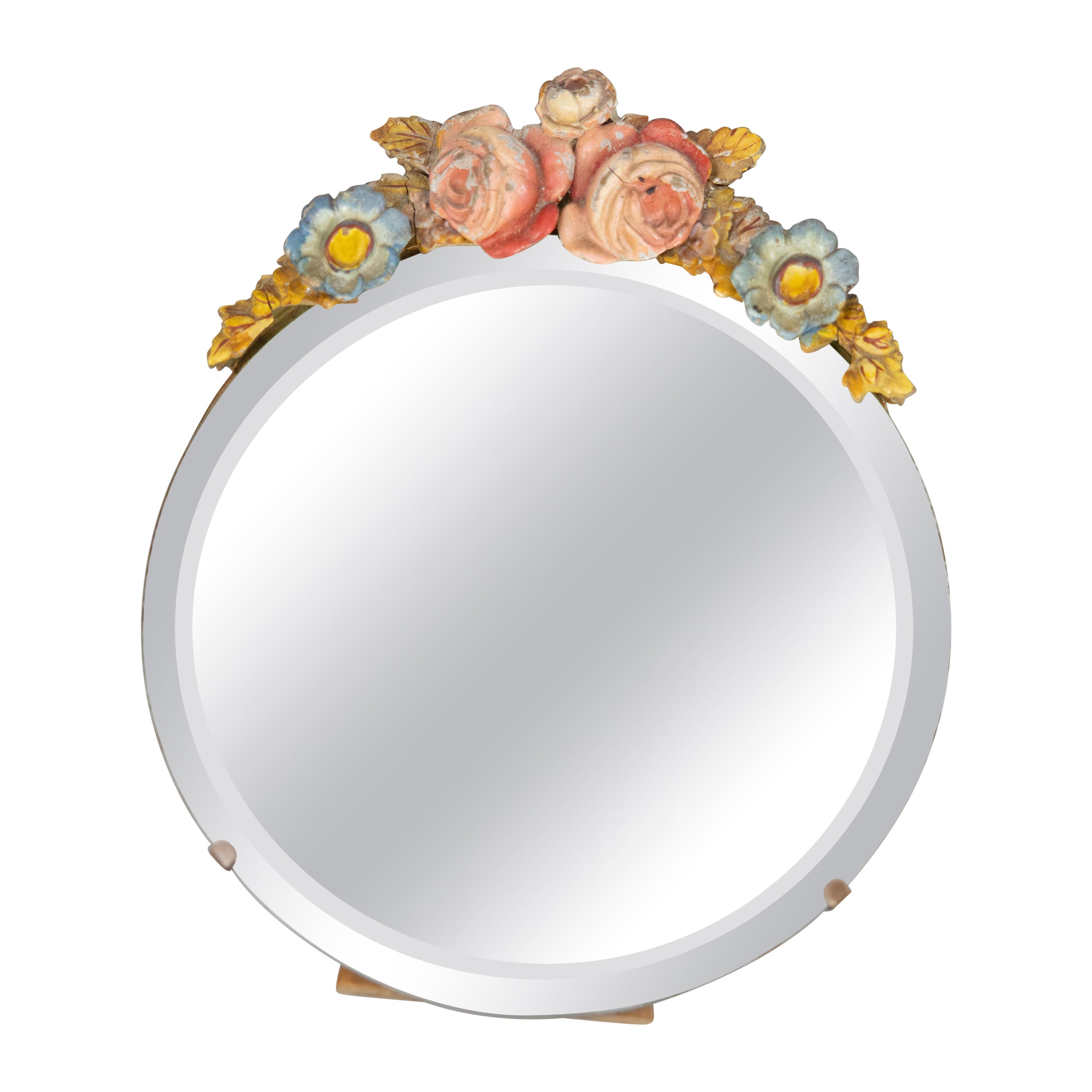 Antique English Barbola Dressing Mirror