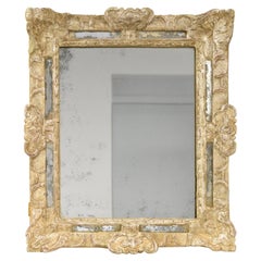 Miroir de Parclose Louis XIV du 17ème Siècle Français à Feuilles d' Argent
