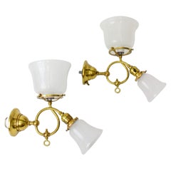 Brass Gas and Electric Sconces, a Pair