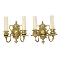Early 20th Century Traditional E. F. Caldwell Brass Sconces, a Pair
