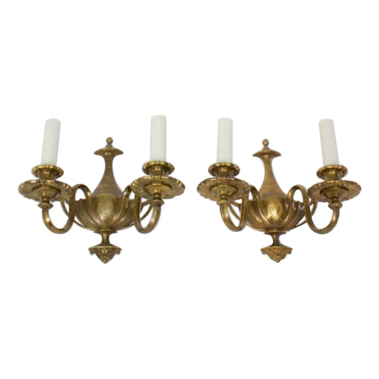 Early 20th Century Traditional E.F. Caldwell Brass Sconces, a Pair