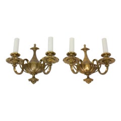 Early 20th Century Traditional E.F. Caldwell Brass Sconces, a Pair