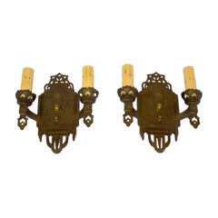 Coppia di lampade in ghisa bronzata Art Deco degli anni '30 - Una coppia