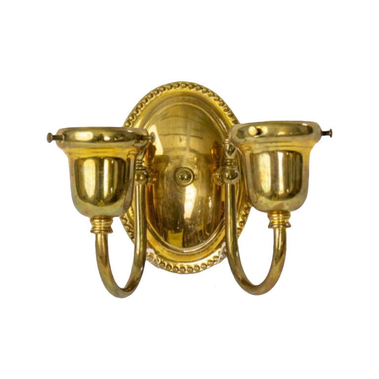 Reproduction Two Arm Brass Sconces For Sale