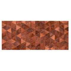 Tapis de couloir Trilogia personnalisable en cuir de vache en terre cuite Large