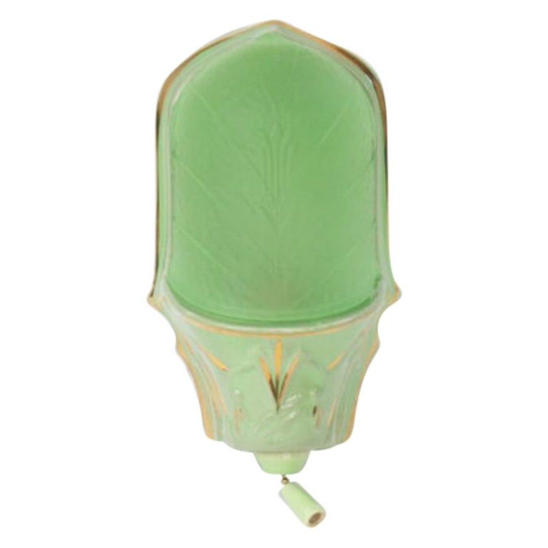 Art Deco Green Porcelain and Glass Sconce For Sale