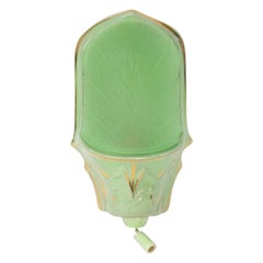 Art Deco Green Porcelain and Glass Sconce