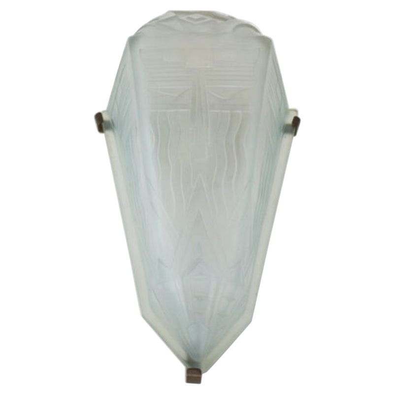 Cast Glass Dramatic Parisian Art Deco Sconce For Sale