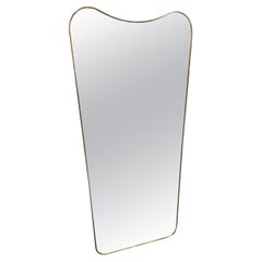 Sleek Larger Very Tall Brass Mirror-Midcentury, Italy