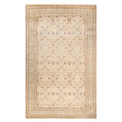 One-of-a-kind Hand Made Traditional Mogul Beige Area Rug