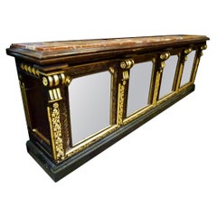 20th Century Solid Store Counter in Wood with Mirrors and Gold Leaf Decoration