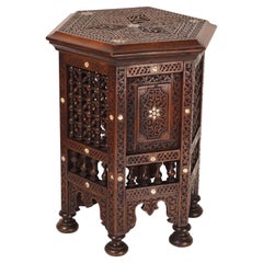 19th Century Moorish Carved Mother-of-Pearl Inlaid Side Table