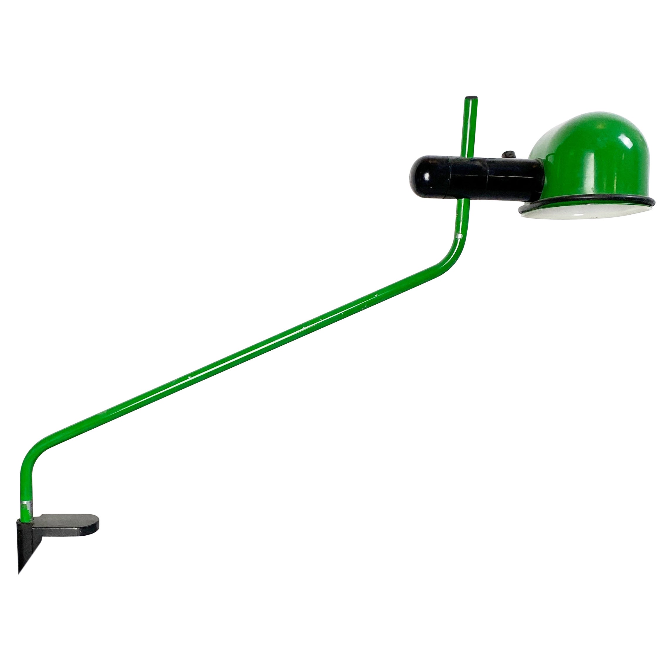 Italian Mid-Century Modern Green Metal Clamp-On Table Lamp, 1980s For Sale