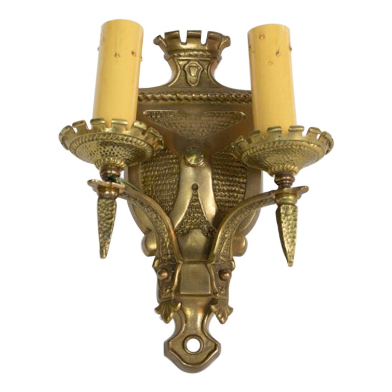 Early 20th Century Two Arm Shield Back Sconce For Sale