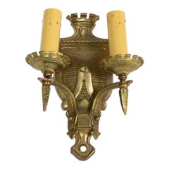 Early 20th Century Two Arm Shield Back Sconce
