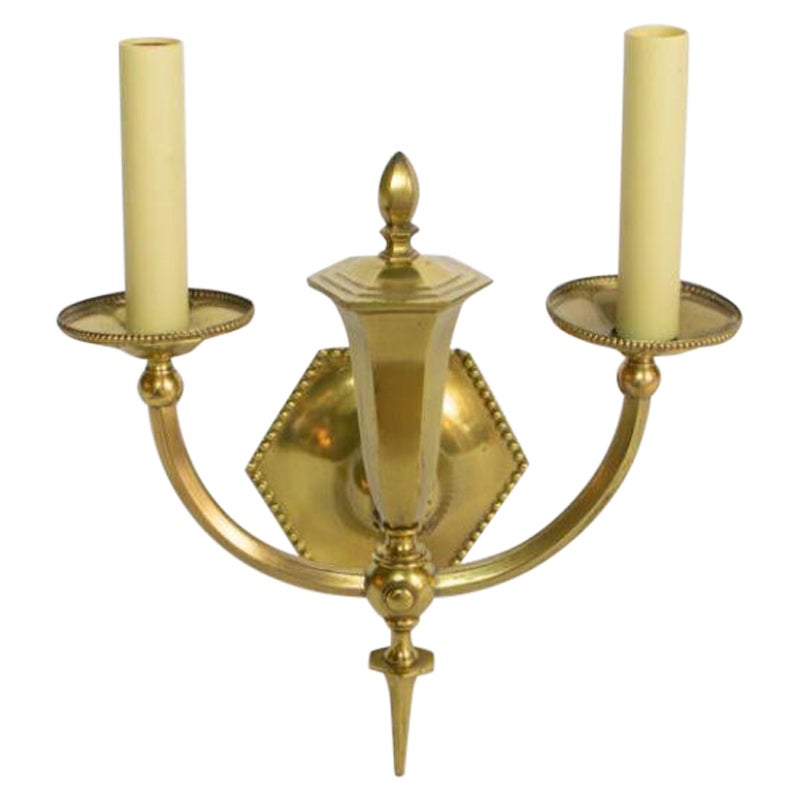 Two Light Brass Sconce, Originally Gas For Sale