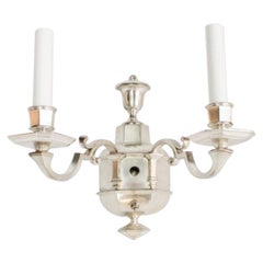 Silver Two Arm Sconces with Switches, E.F. Caldwell