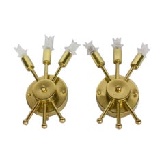 Mid-Century Modern Brass Sputnik Sconces - a Pair