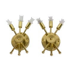 Vintage Mid-Century Modern Pair of Brass Sputnik Sconces