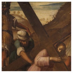 Italienisches Gemälde „via Crucis Ascent to Calvary“, Öl auf Leinwand, 17. Jahrhundert, 1650