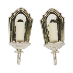 Pair of Silver Plated Sconces C. 1920