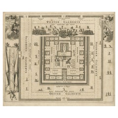 Antique Bird's-Eye Plan of Solomon's Temple to the West, Jerusalem in Israel, 1677