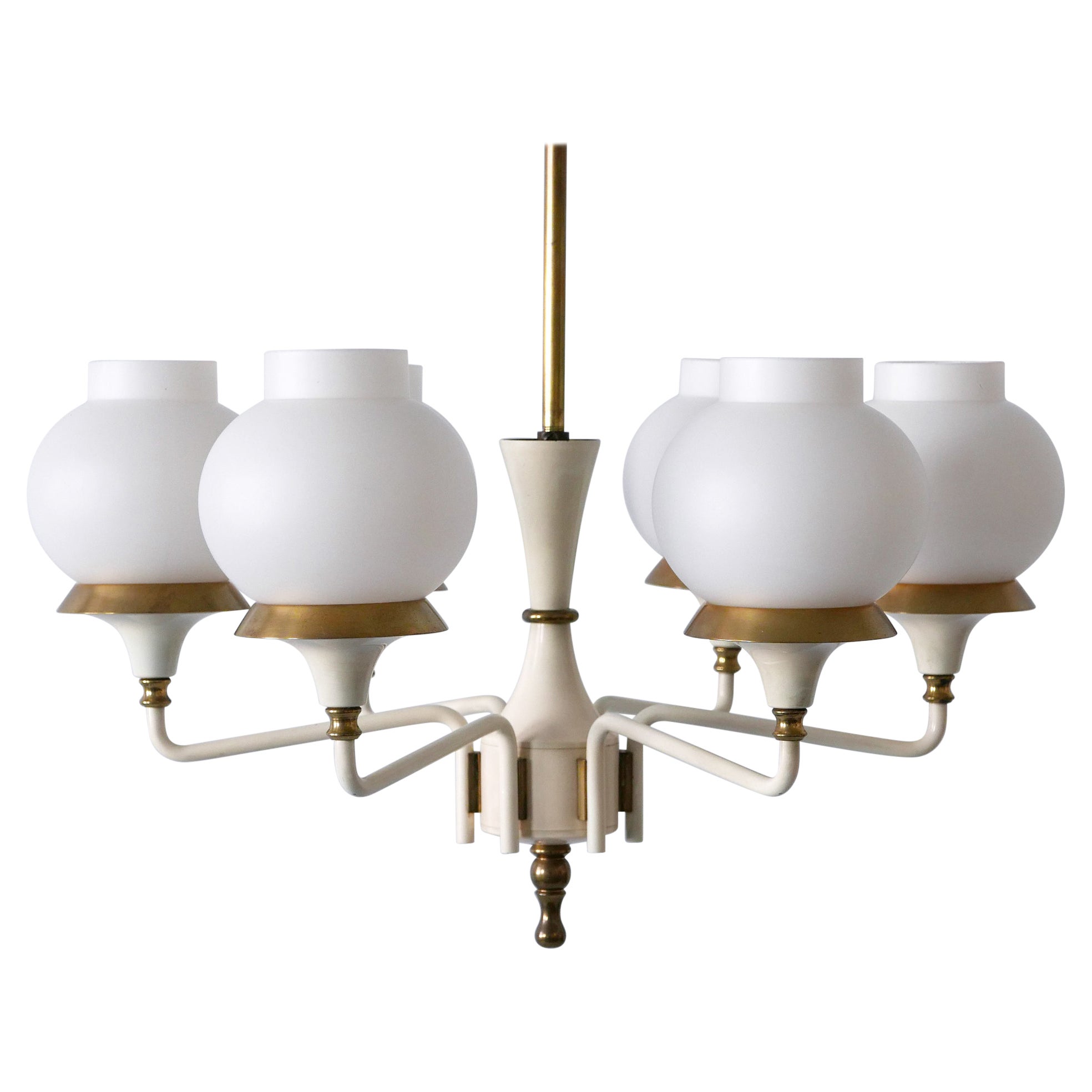Mid-Century Modern Six-Armed Tulipan Pendant Lamp or Chandelier by Kaiser 1950s For Sale