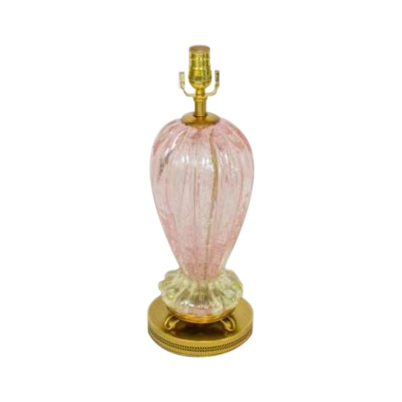 Barovier & Toso Pink and Silver Leaf Venetian Glass Murano Table Lamp
