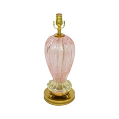 Barovier & Toso Pink and Silver Leaf Venetian Glass Murano Table Lamp