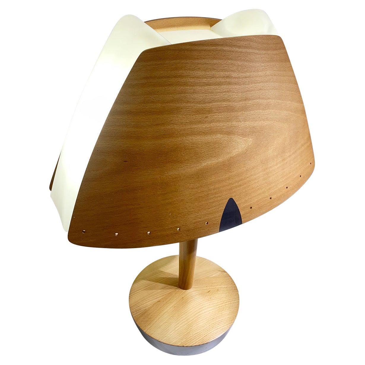 Midcentury French Design Wooden Table Lamp by Lucid, 1970s For Sale