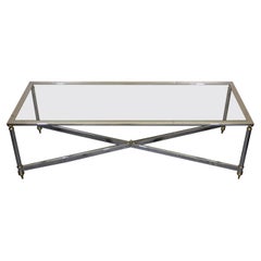 Maison Jansen Style Chrome and Brass Coffee Table