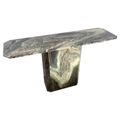 Postmodern Italian Luana Marble Pedestal Console Table, circa 1970s