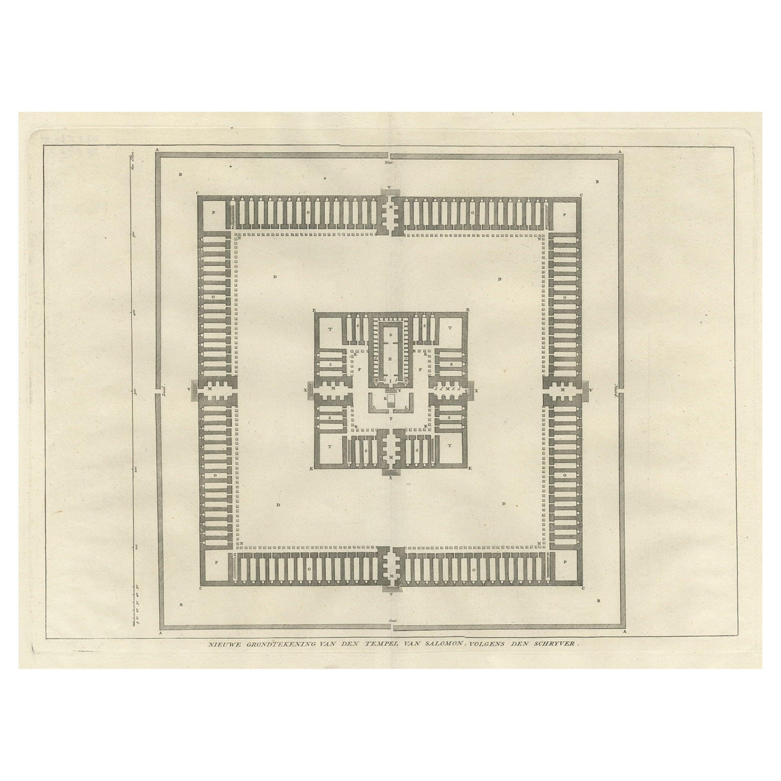 Original Antique Plan of the Temple of Solomon, Jerusalem, Israel, 1725 For  Sale at 1stDibs