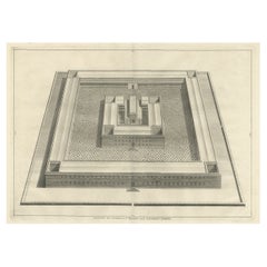Antique Engraving of the Temple of Solomon in Jerusalem, Israel, 1725