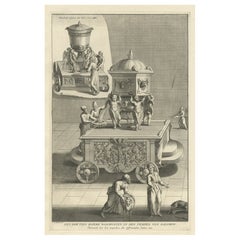 Antique Engraving of One of the Ten Brass Lavers in Solomon's Temple, 1725