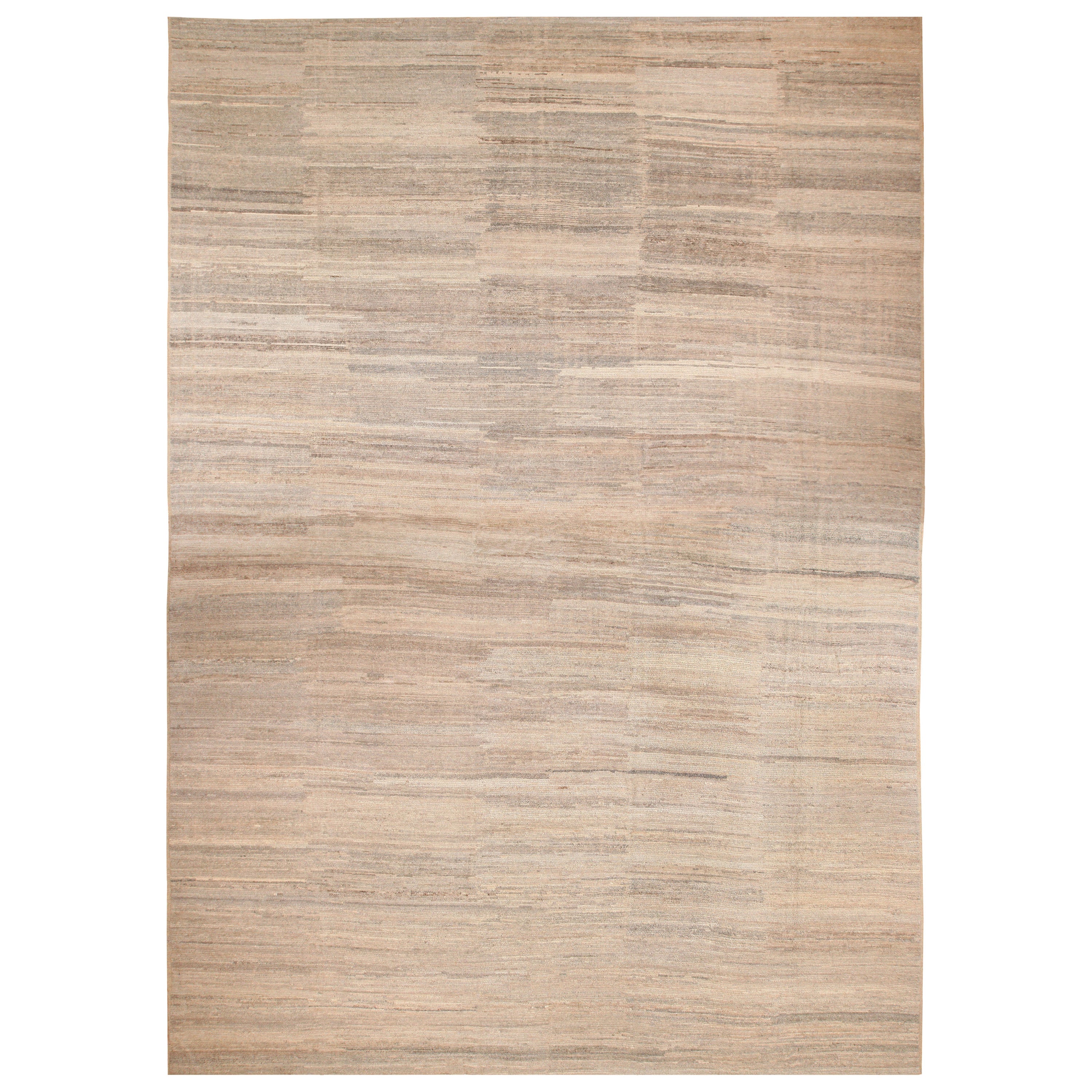 Nazmiyal Collection Beige Modern Distressed Rug. 18 ft 9 in x 25 ft 8 in For Sale