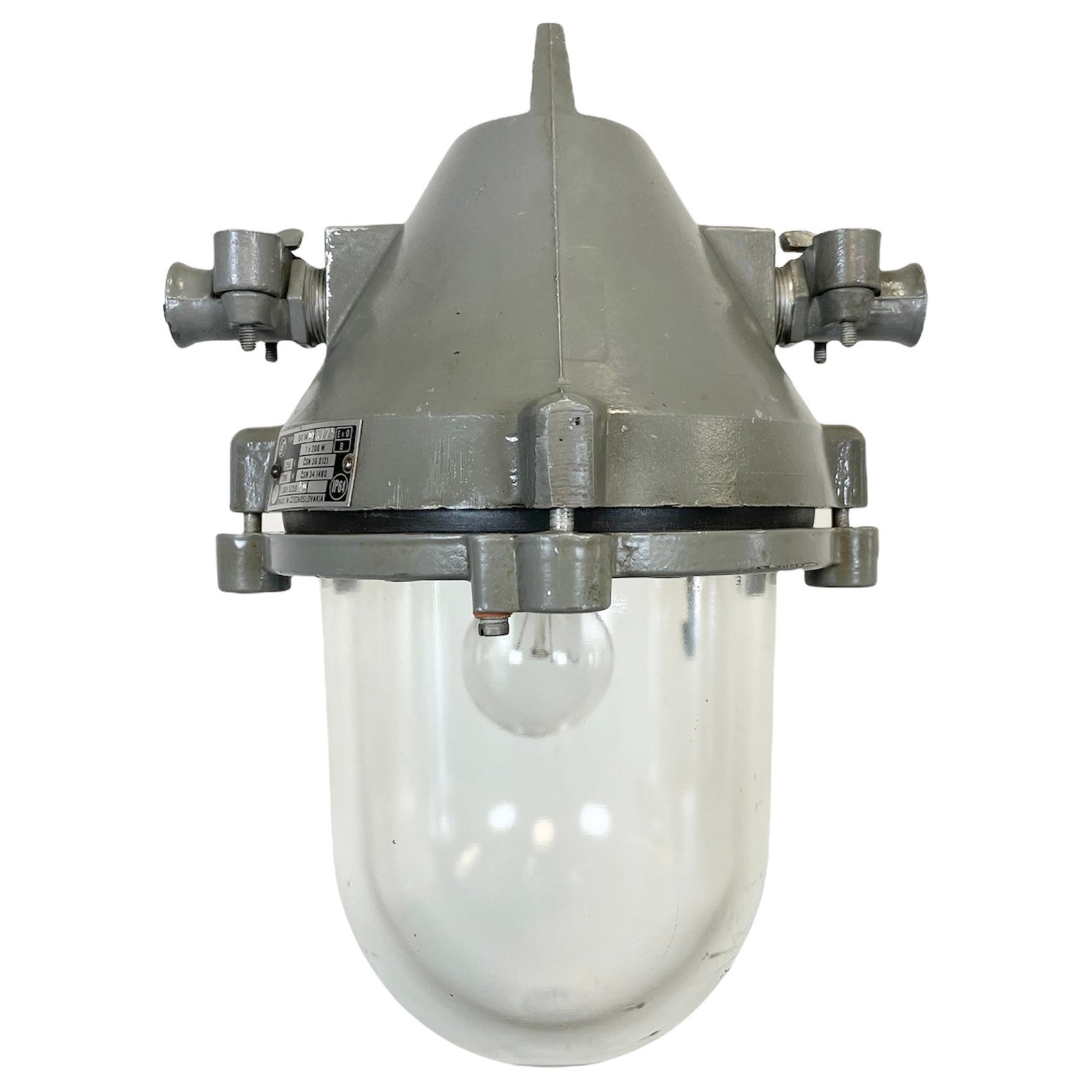 Dunkelgraue Industrielle Explosion Proof-Lampe aus Aluminiumguss, 1960er Jahre