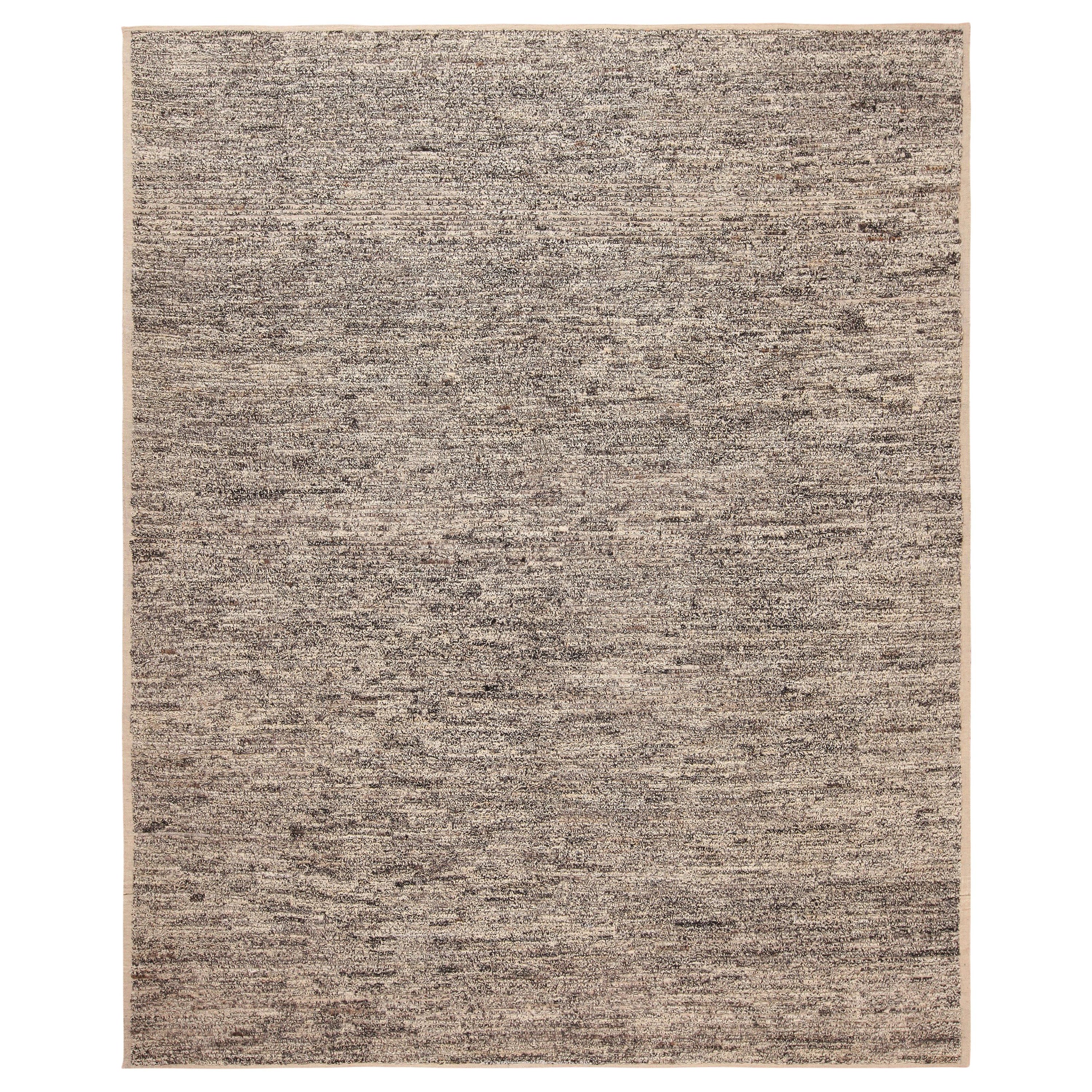 Nazmiyal Collection Textured Beige Modern Distressed Rug. 9 ft 6 in x 11 ft 6 in For Sale