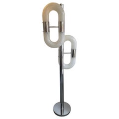 Floor Lamp Metal Chrome Murano Glass by Aldo Nason for Mazzega, Italy, 1970s