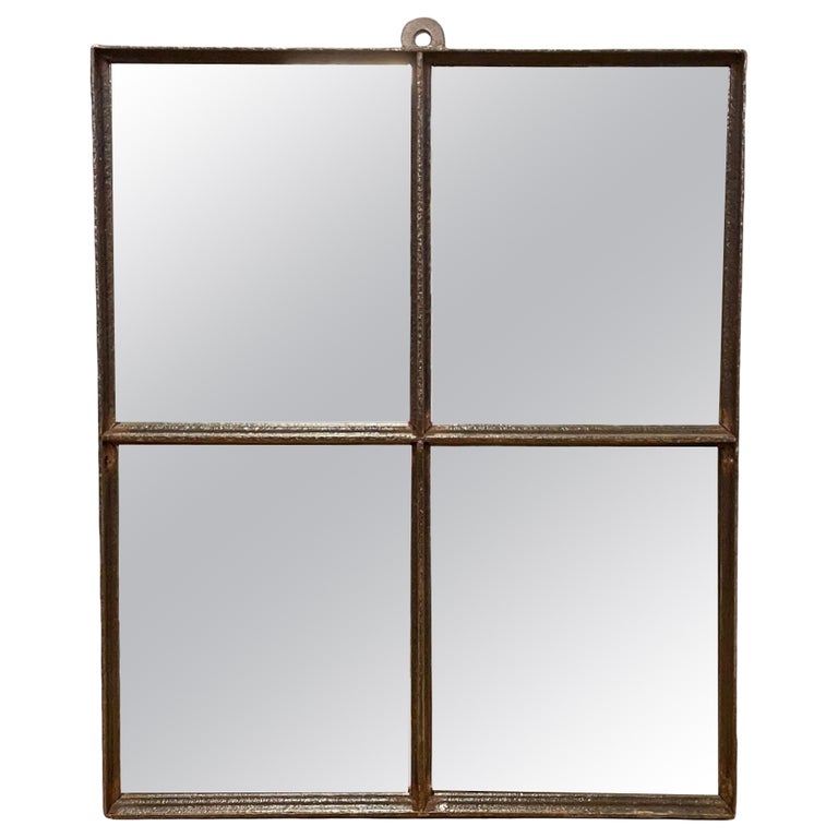 Industrial Iron Window Mirror, 1950s For Sale at 1stDibs