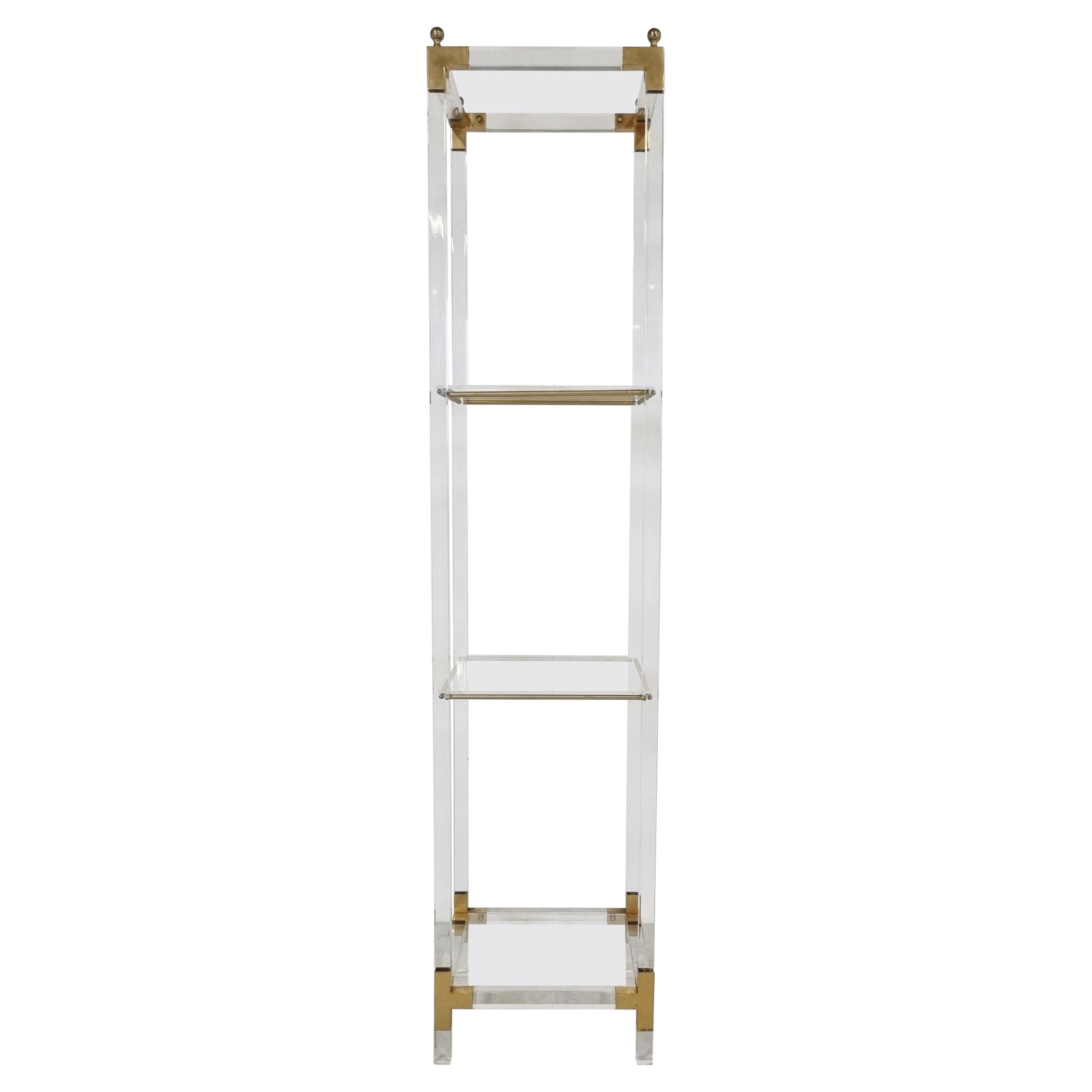 Vintage Lucite and Brass Etagere, 1970s For Sale