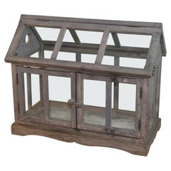 Vintage Wood and Glass Terrarium / Model Greenhouse