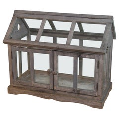 Used Wood and Glass Terrarium / Model Greenhouse